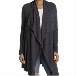 New H By Bordeaux Womens Licorice Gray Draped Open Front Cardigan Sweater Small